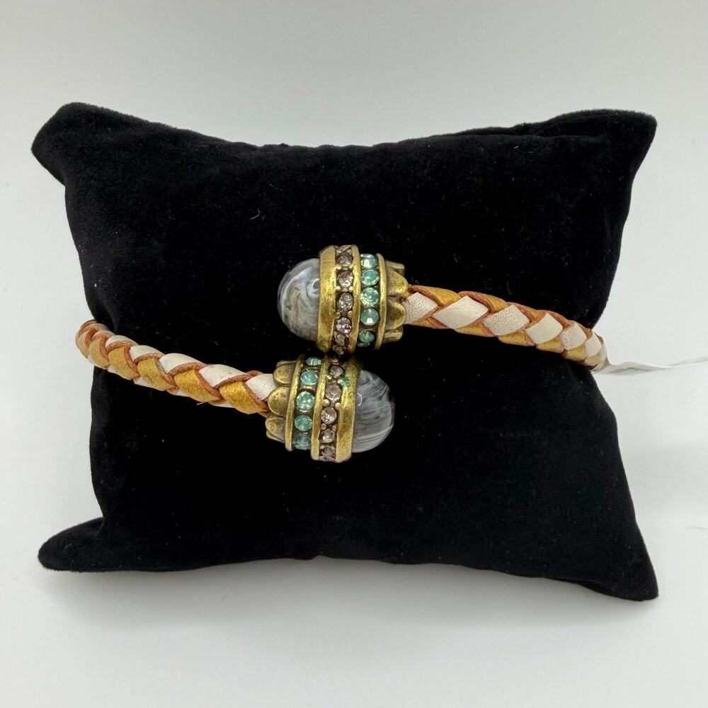 NWT Ann Taylor LOFT Braided Leather Cuff Bracelet Boho Coastal Cowgirl